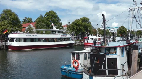 Rostock Warnemunde (Alter Strom) old harbour, Germany Stock Footage 40030554