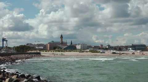 Rostock, Warnemunde / Beach scene baltic sea / Teepot Stock Footage 39931364