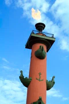 The Rostral column in St.Petersburg, Russia: the monument in the honor of sea vi Stock Photos