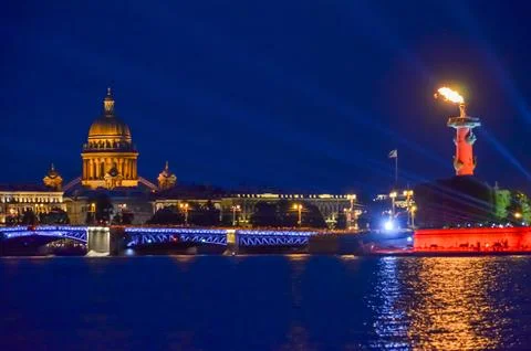 Rostral Column Torch Night Stockfoto's