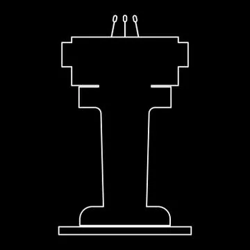 Rostrum with three microphone  the white path icon . Stock Illustration