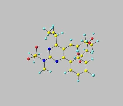 Rosuvastatin molecule isolated on grey Stock Illustration