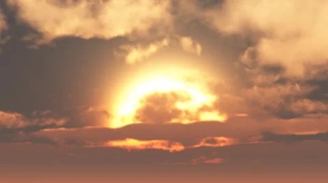 Rosy clouds and sun Stock Footage 5297634