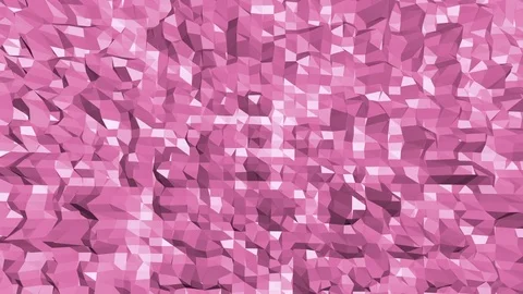 Rosy or pink low poly surface as fractal transforming shining background Stock Footage