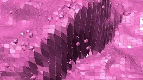 Rosy or pink low poly oscillating surface as simple backdrop. Red polygonal Stock Footage 78552629