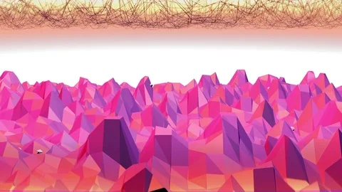 Rosy or pink low poly waving surface as simple background. Red polygonal Stock Footage