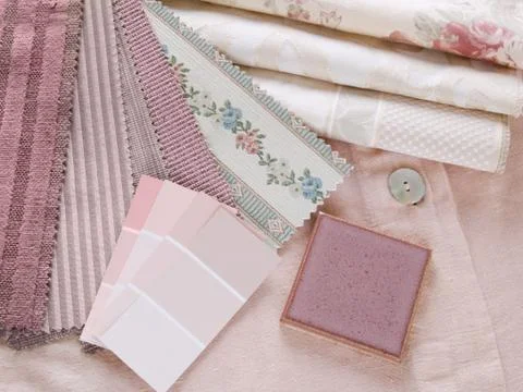 Rosy pink interior design plan Stock Photos