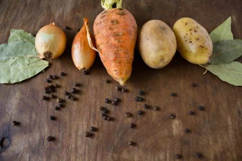 Rot fresh vegetables on the table Stock Photos