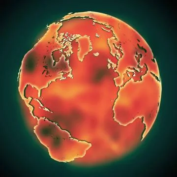 Rot glühender Globus Glowing red globe as a symbol for global warming Copy.. Stock Photos