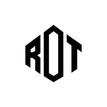 ROT letter logo design with polygon shape. ROT polygon and cube shape logo .. Stock Illustration