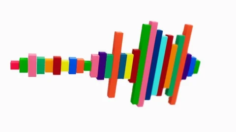 Rotaded 3D colorful equalizer. White BG Video stock 99646814