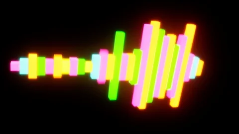 Rotaded luminous 3D colorful equalizer. Black BG Video stock 99646866