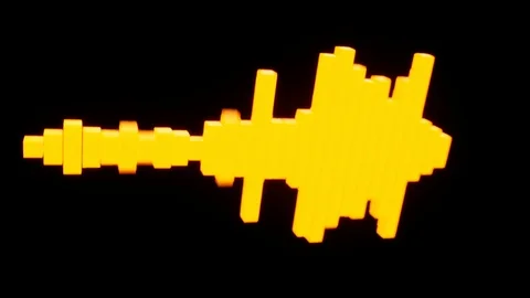 Rotaded luminous 3D Orange equalizer. Black BG Video stock 99646878