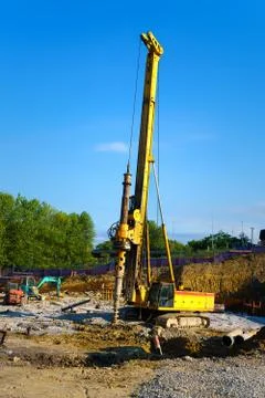 Rotary drilling rig machine for construction Stock Photos