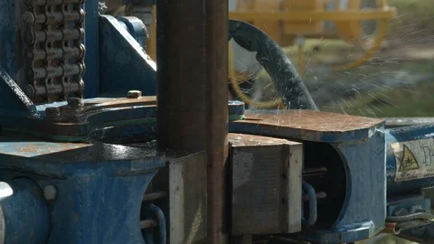 Rotary drilling rig water well drilling Stock Footage