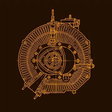 Rotary Engine Blueprint. Abstract Technical Background. Illustrazione stock