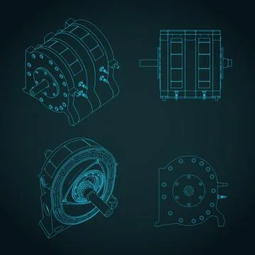 Rotary engine blueprints Stock Illustration