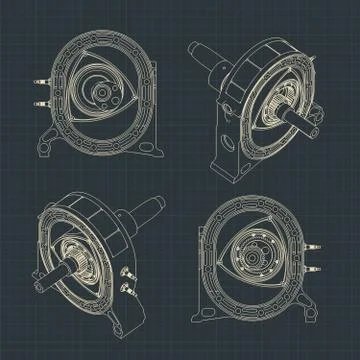 Rotary engine drawing Stock Illustration
