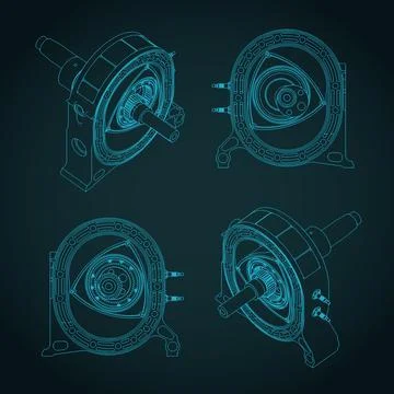 Rotary engine drawings Stock Illustration