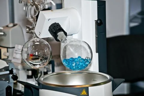 Rotary evaporator working process Stock Photos