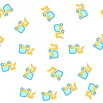 Rotary hammer on wheels vector seamless pattern Stock Illustration