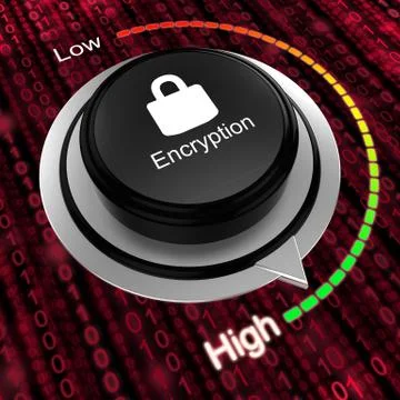 Rotary knob increase encryption cybersecurity concept Illustrazione stock