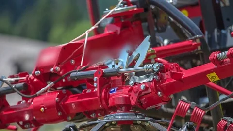 Rotary rakes are folding up Stock Footage