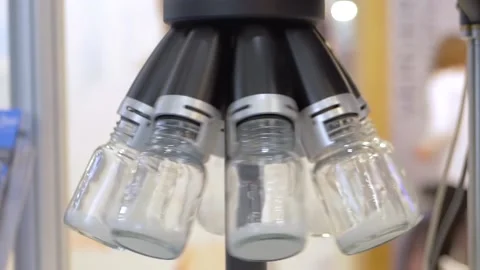 Rotary sample divider for analytical measurement of solid materials - close up Video stock 132410206