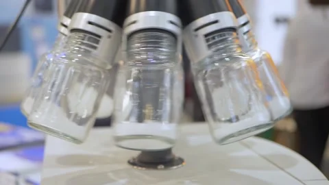 Rotary sample divider for analytical measurement of solid materials - close up Video stock 163342980