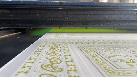 Rotary Screen Textile Printing Machine Producing Decorative Fabric in Factory 스톡 동영상 335436050