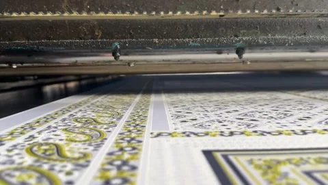Rotary Screen Textile Printing Machine Producing Decorative Fabric in Factory 스톡 동영상 335436758