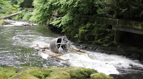 Rotary Screw Trap Device in Cedar Creek Grist Mill 1080p Stock Footage 25042461