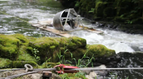 Rotary Screw Trap Device in Cedar Creek Grist Mill 1080p Stock Footage 25042642
