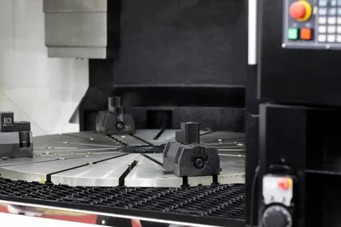 Rotary table of CNC vertical machining center Stock Photos