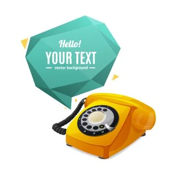 Rotary Telephone with Bubble Speech. Vector Illustrazione stock