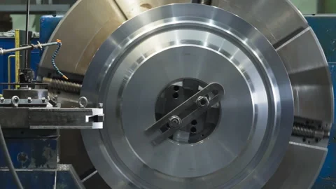 Rotary Turbine Engine Machine Component Rotates On Automated Production Line Video stock 230041388