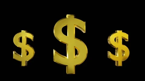 Rotate 3D Dollar signs $ over a solid black screen background Video stock 107040545