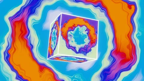 Rotate an abstract cube with a bright abstract texture Stock-Footage 185672722