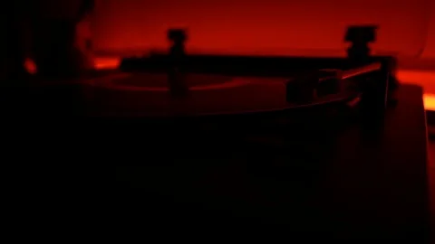 Rotate Around Backlit Record Player Turntable Playing Album Stock Footage 97031637