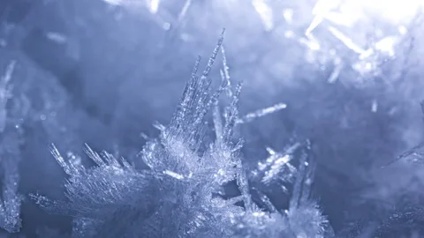 Rotate around Beautiful Ice Crystals Growing and Freezing Snow Stock Footage