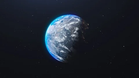 Rotate around Planet Earth. Day and night changing cycle. World globe Stock Footage