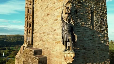 Rotate Around William Wallace Statue, National Wallace Monument, Stirling Stock Footage 274261760