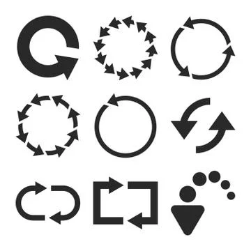 Rotate Arrows Vector Flat Icon Set Stock Illustration