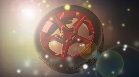 Rotate car wheel with flashlight Stock Footage 42449483