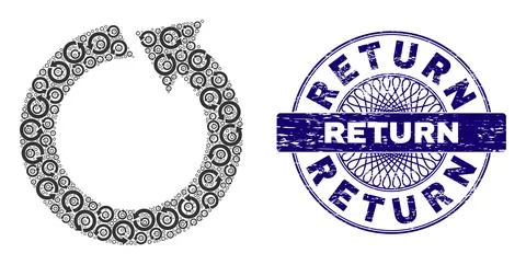 Rotate Ccw Recursion Mosaic of Rotate Ccw Icons and Grunge Return Round Stock Illustration