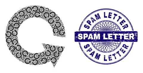 Rotate Ccw Recursive Composition of Rotate Ccw Items and Distress Spam Letter 库存插图