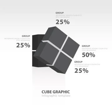 Rotate cube infographic template   black color balance Stock Illustration