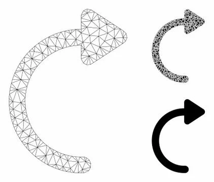 Rotate CW Vector Mesh 2D Model and Triangle Mosaic Icon Illustrazione stock