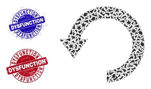 Rotate Down Mosaic of Fractions with Dysfunction Scratched Stamps Illustrazione stock