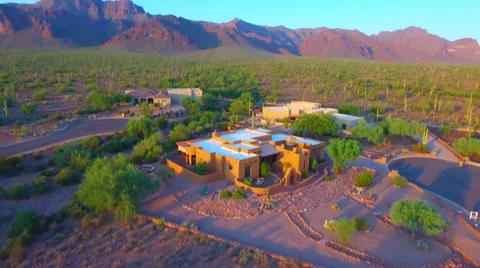Rotate down on Superstition mountain home AZ.mp4 Stock Footage 54257940